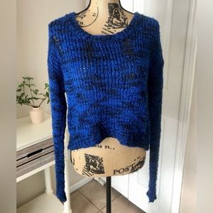 Royal Blue & Black Cropped Sweater - Women’s Medium